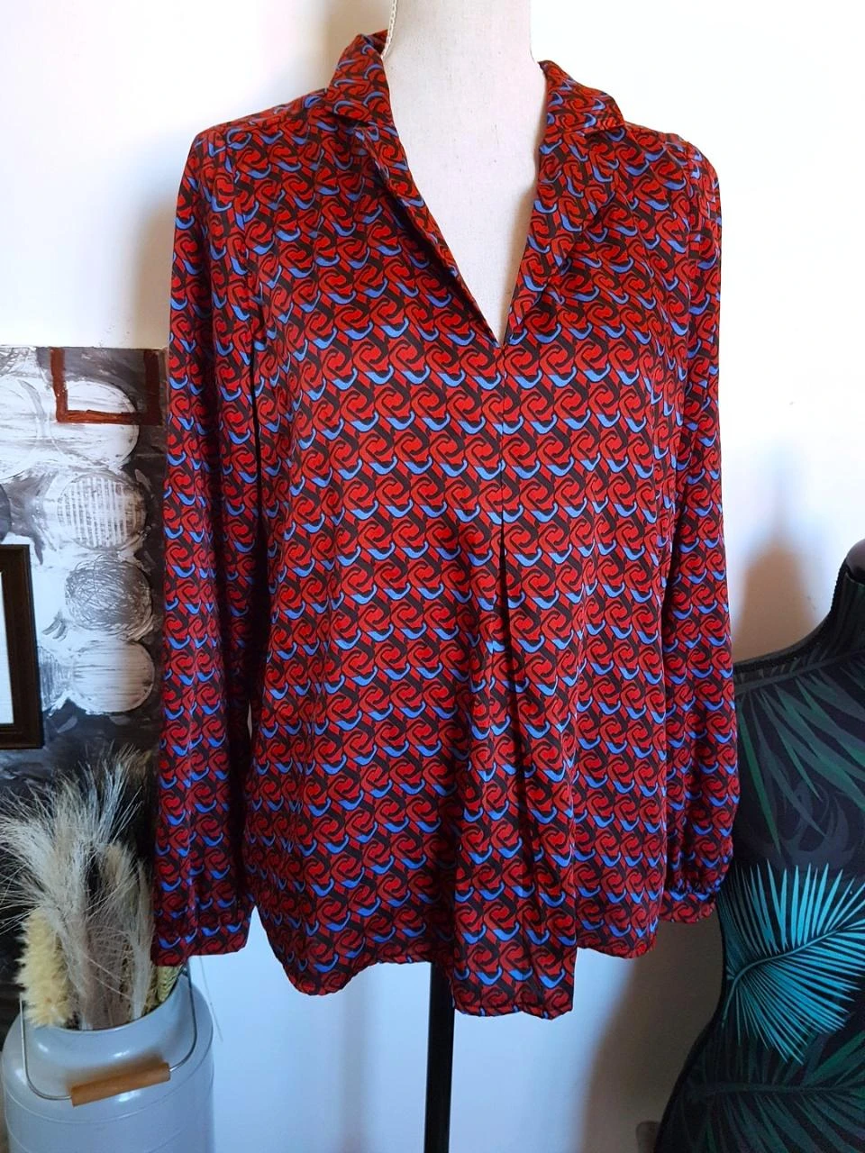 🌹Blouse fluide satinée géométrique Cache Cache - Taille 40